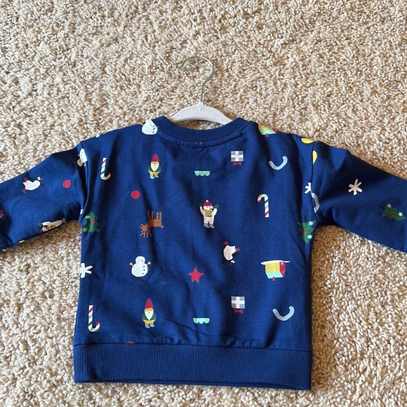 NWOT Navy Blue Holiday Sweatshirt Size 6-12 months - Picture 5 of 6